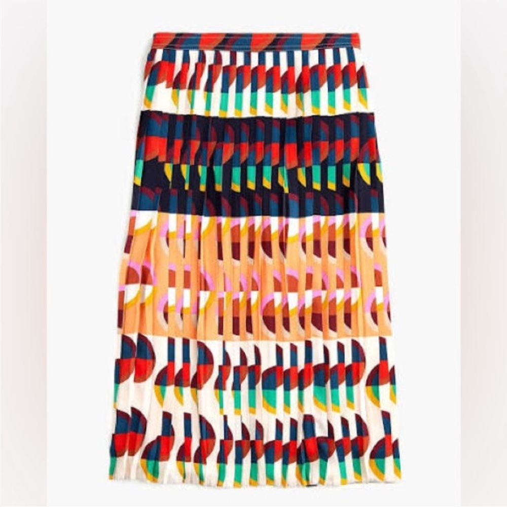 J. Crew Art Deco Multicolor Pleated Midi Skirt